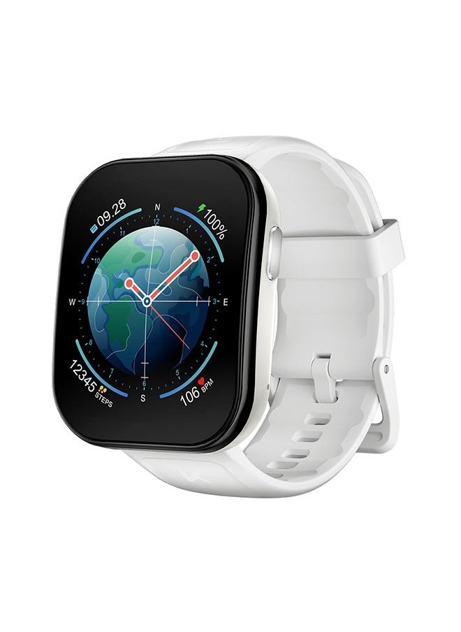 KUMI U6 Smart Sports Watch AMOLED Display 100 Sports Detection Aids Sleep Detection Motion Track Recording Waterproof AI Voice Bracelet White