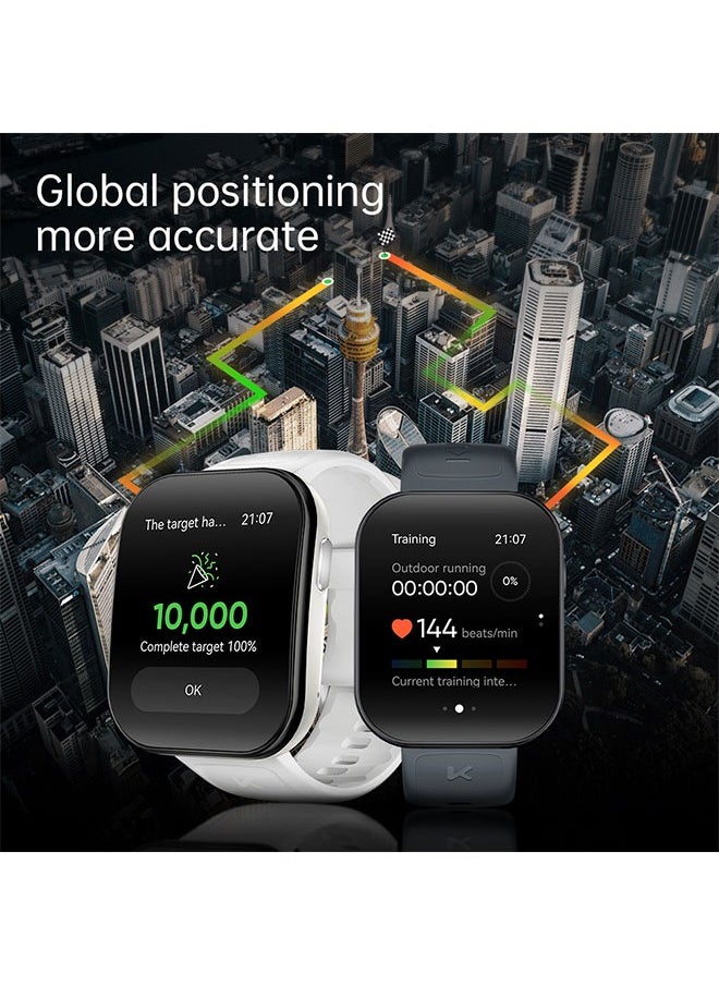 KUMI U6 Smart Sports Watch AMOLED Display 100 Sports Detection Aids Sleep Detection Motion Track Recording Waterproof AI Voice Bracelet White