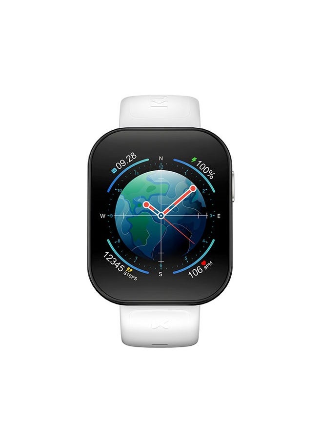 KUMI U6 Smart Sports Watch AMOLED Display 100 Sports Detection Aids Sleep Detection Motion Track Recording Waterproof AI Voice Bracelet White
