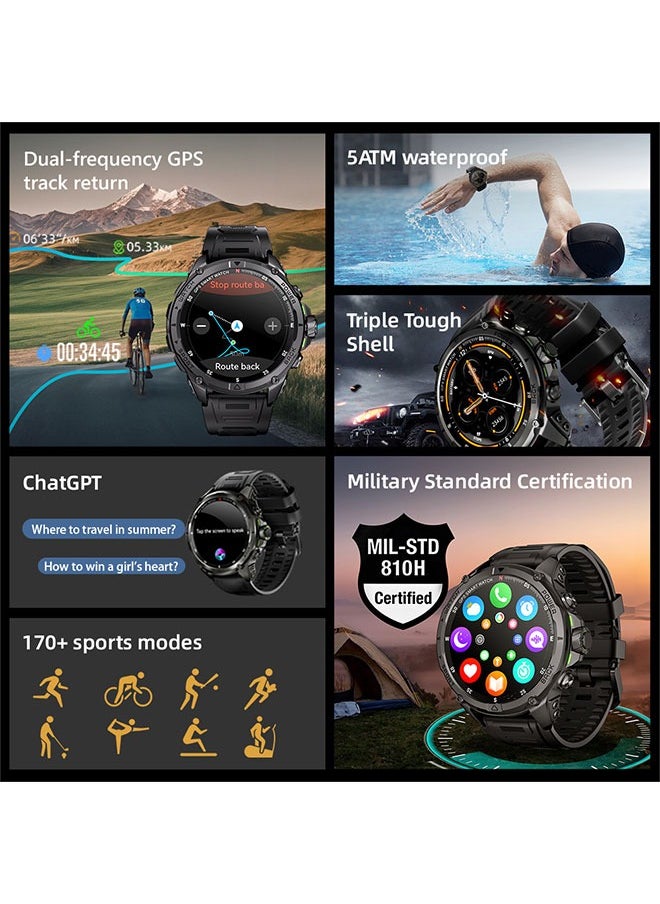 KUMI U5 Pro Smart Sports Watch AMOLED Display Heart Rate Detection 170 Motion Detection Assist Support ChatGPT Waterproof Fitness Watch Wireless Call Compatible with Android iOS