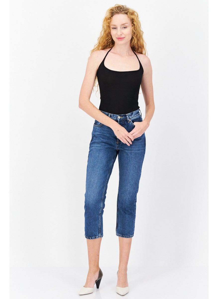 Women Regular Fit Solid Non-Stretchable Jeans, Blue