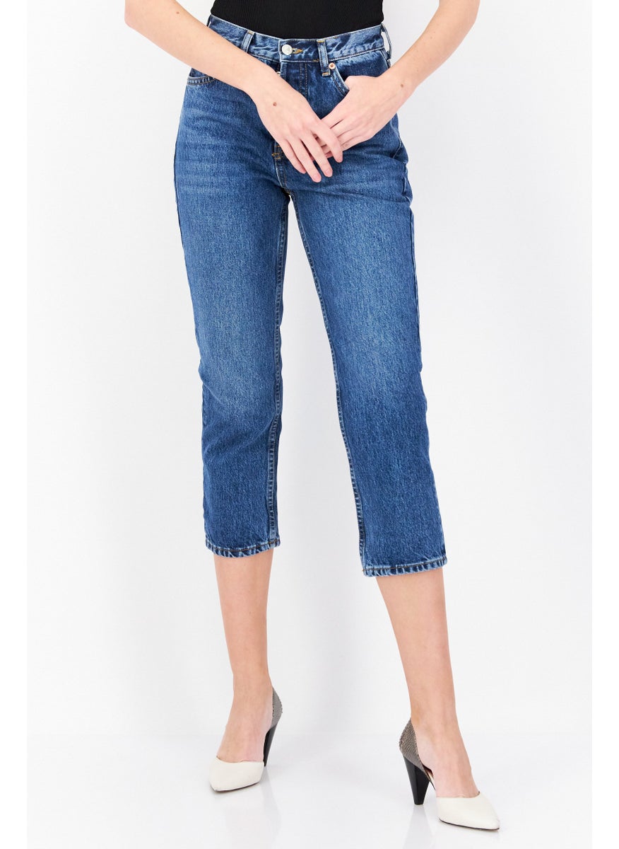 Women Regular Fit Solid Non-Stretchable Jeans, Blue