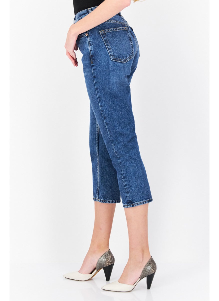 Women Regular Fit Solid Non-Stretchable Jeans, Blue