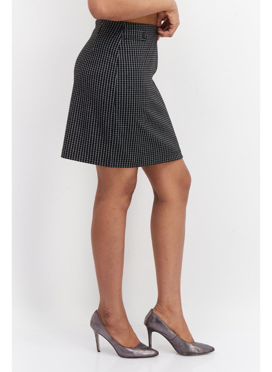 Women Plaid Mini Skirt, Black Combo