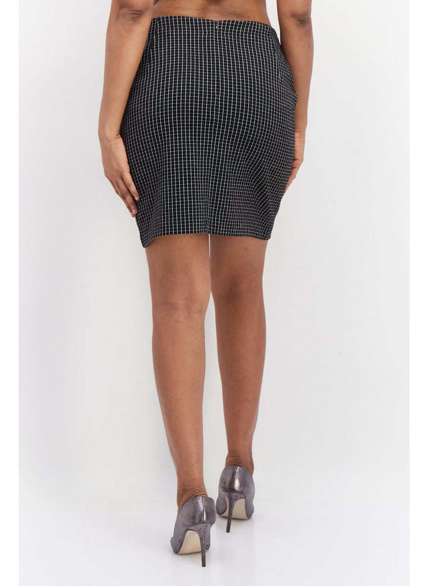 Women Plaid Mini Skirt, Black Combo