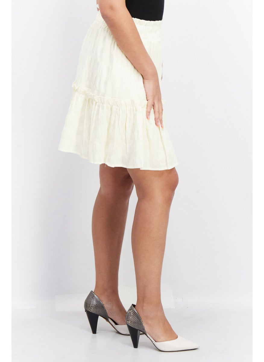Women Pull On Textured Mini Skirts, Light Yellow