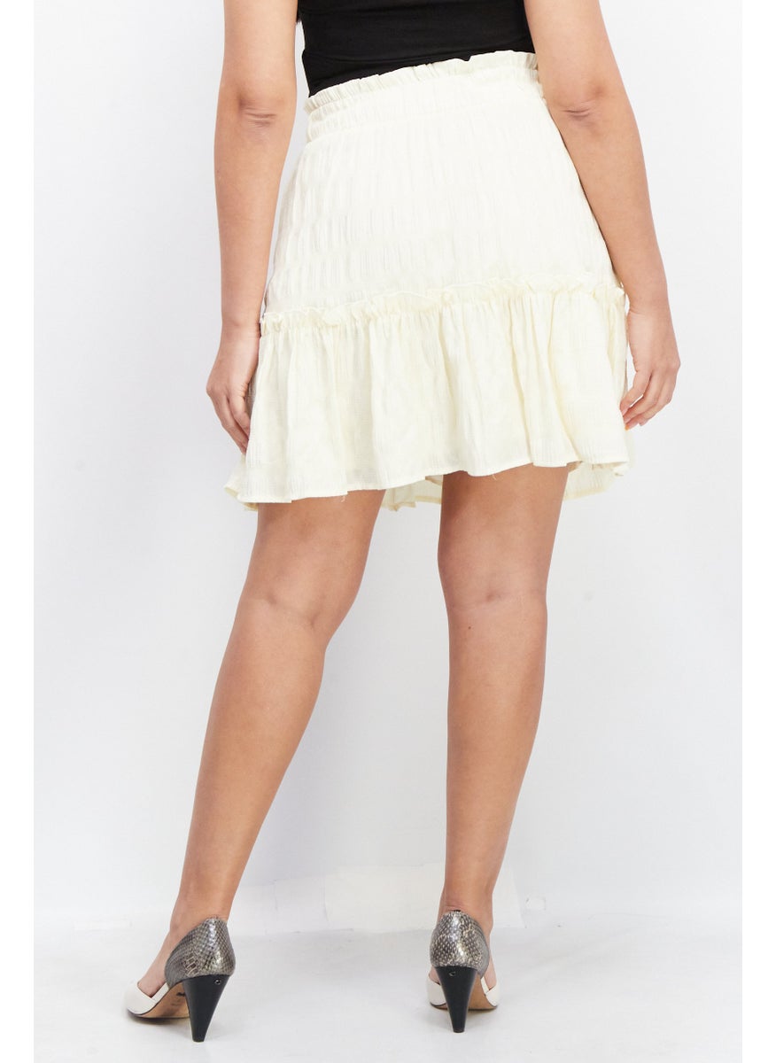 Women Pull On Textured Mini Skirts, Light Yellow