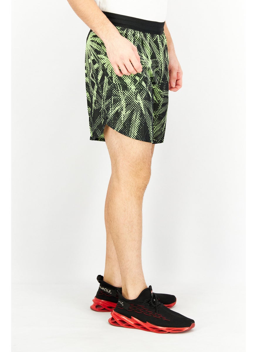 Men Sportswear Fit 7 Inseam Brand Logo Training Short, Black/Green
