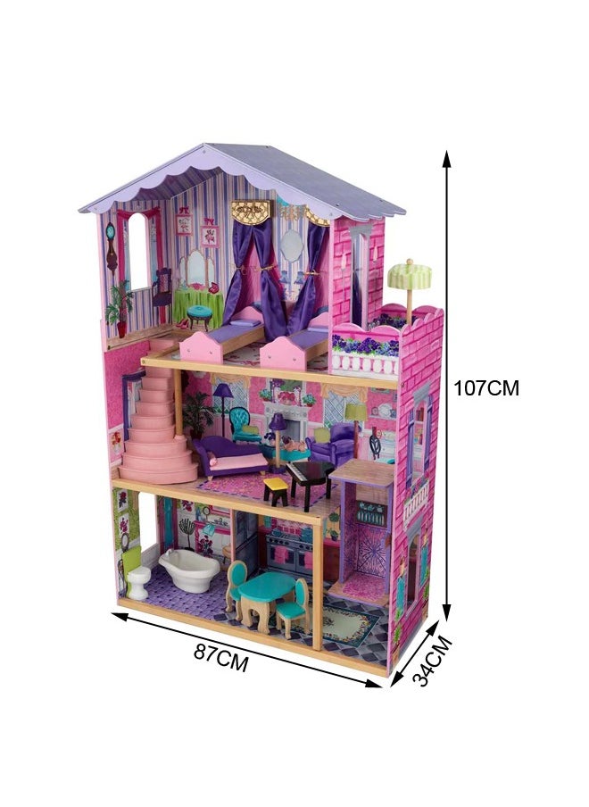 Wooden DIY Doll House With Furniture Luxury Simulation Dollhouse Assembling Toys For Kids
