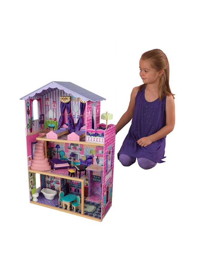 Wooden DIY Doll House With Furniture Luxury Simulation Dollhouse Assembling Toys For Kids