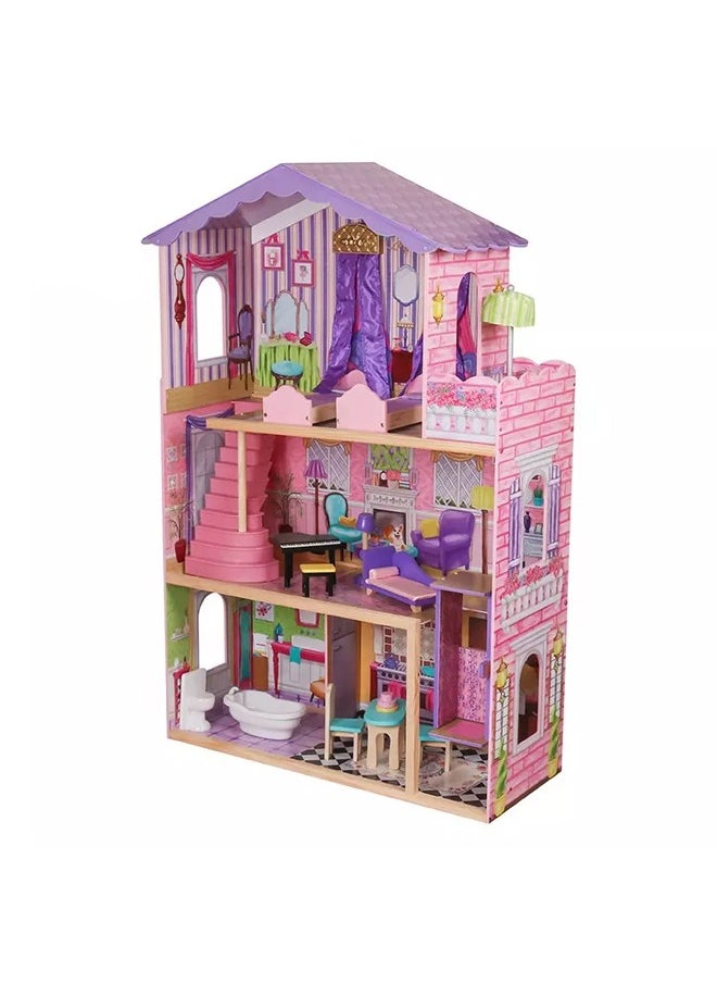 Wooden DIY Doll House With Furniture Luxury Simulation Dollhouse Assembling Toys For Kids