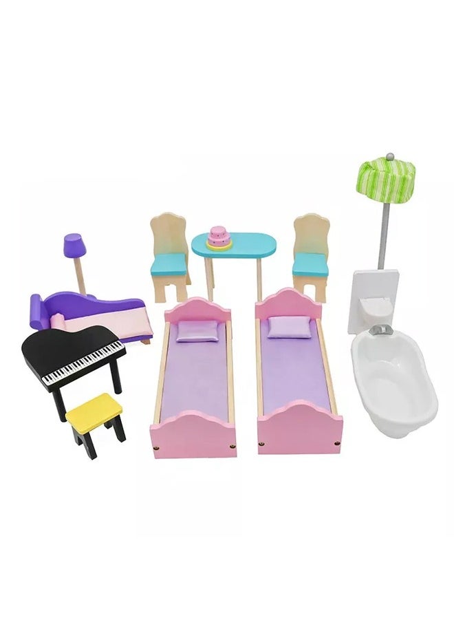 Wooden DIY Doll House With Furniture Luxury Simulation Dollhouse Assembling Toys For Kids