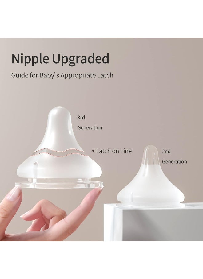 Pigeon PP Nursing Bottle Wide Neck, Anti-Colic, Streamlined Body, Natural Feel, Easy to Clean, 8.1 Oz(Pack of 4), Includes 4pcs M (3m+)