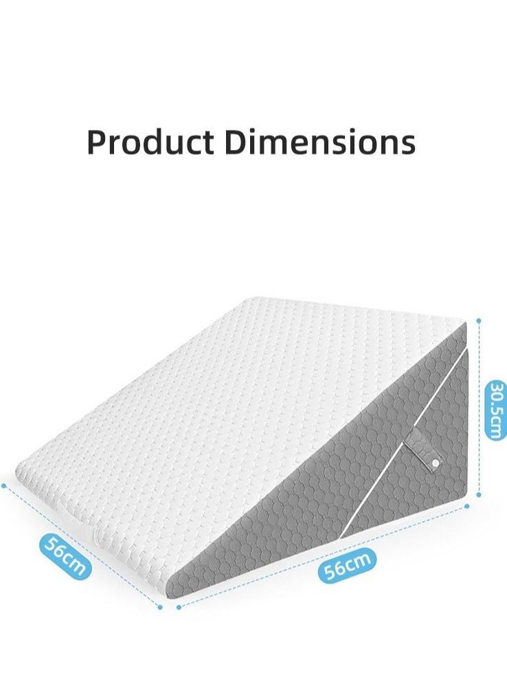 10-in-1 Adjustable Folding Bed Wedge Pillow, Memory Foam Sleeping Support Pillow, Back Support Pillow, Reading Pillow, Footrest Cushion, Removable Triangle Pillow with Headrest