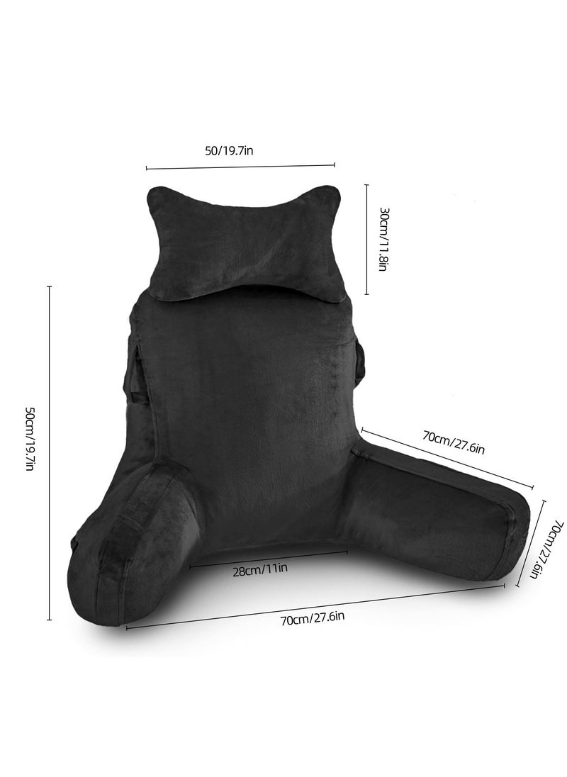 Ergonomic Extra Large Memory Foam Reading Pillow, Pillow Backrest, Lumbar Pillow, Neck Support pillow, Seat Cushion, Bed Rest Pillow, Lounge Cushion, Back Support Pillow with Arms, Washable Cover