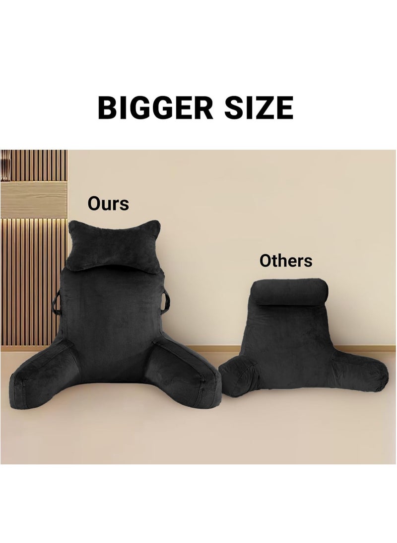Ergonomic Extra Large Memory Foam Reading Pillow, Pillow Backrest, Lumbar Pillow, Neck Support pillow, Seat Cushion, Bed Rest Pillow, Lounge Cushion, Back Support Pillow with Arms, Washable Cover