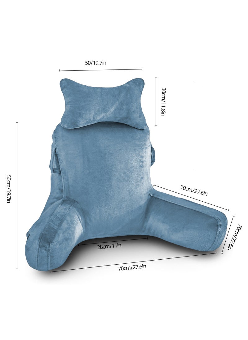 Ergonomic Extra Large Memory Foam Reading Pillow, Pillow Backrest, Lumbar Pillow, Neck Support pillow, Seat Cushion, Bed Rest Pillow, Lounge Cushion, Back Support Pillow with Arms, Washable Cover