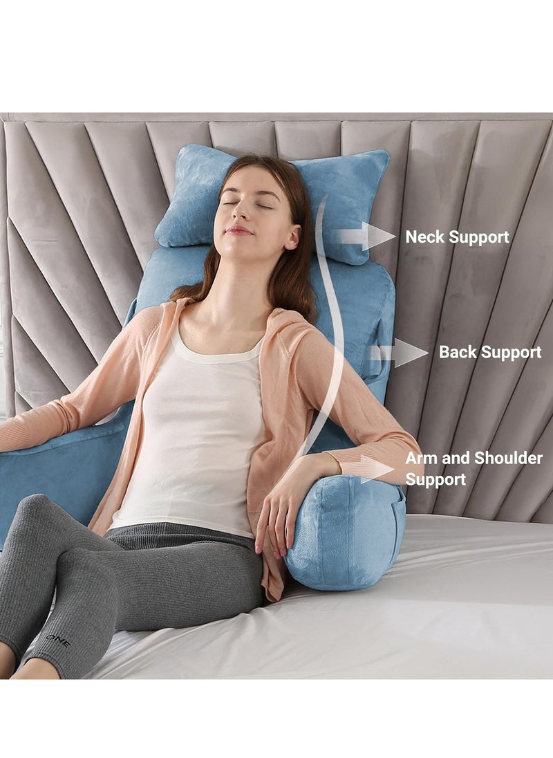 Ergonomic Extra Large Memory Foam Reading Pillow, Pillow Backrest, Lumbar Pillow, Neck Support pillow, Seat Cushion, Bed Rest Pillow, Lounge Cushion, Back Support Pillow with Arms, Washable Cover