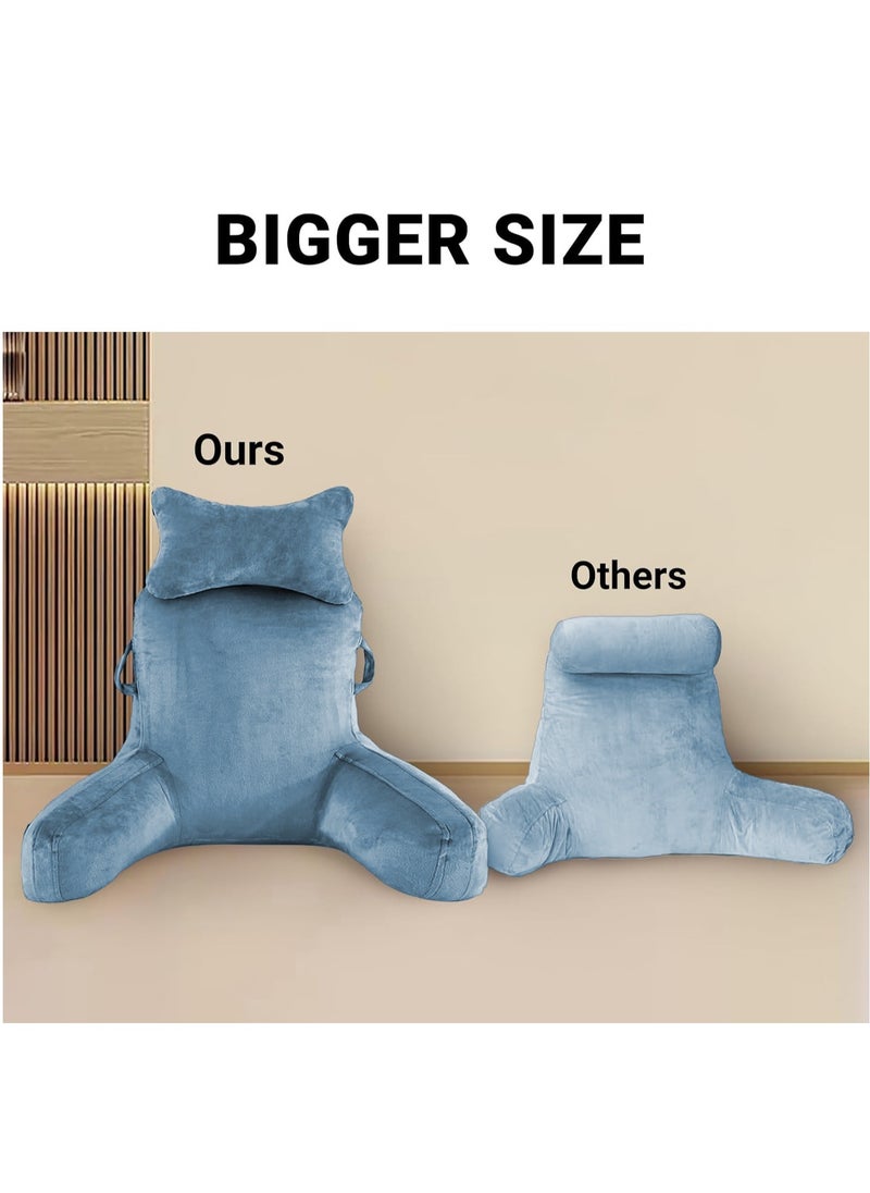 Ergonomic Extra Large Memory Foam Reading Pillow, Pillow Backrest, Lumbar Pillow, Neck Support pillow, Seat Cushion, Bed Rest Pillow, Lounge Cushion, Back Support Pillow with Arms, Washable Cover