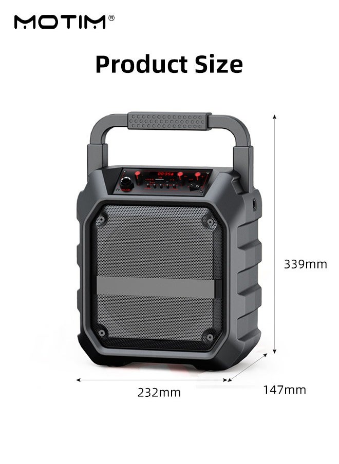Multimedia Portable Speaker Karaoke Machine With 2 Microphones, TF/AUX/U Stick/Bluetooth/Wireless Mic Function, Type C Charging