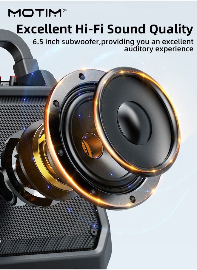 Multimedia Portable Speaker Karaoke Machine With 2 Microphones, TF/AUX/U Stick/Bluetooth/Wireless Mic Function, Type C Charging
