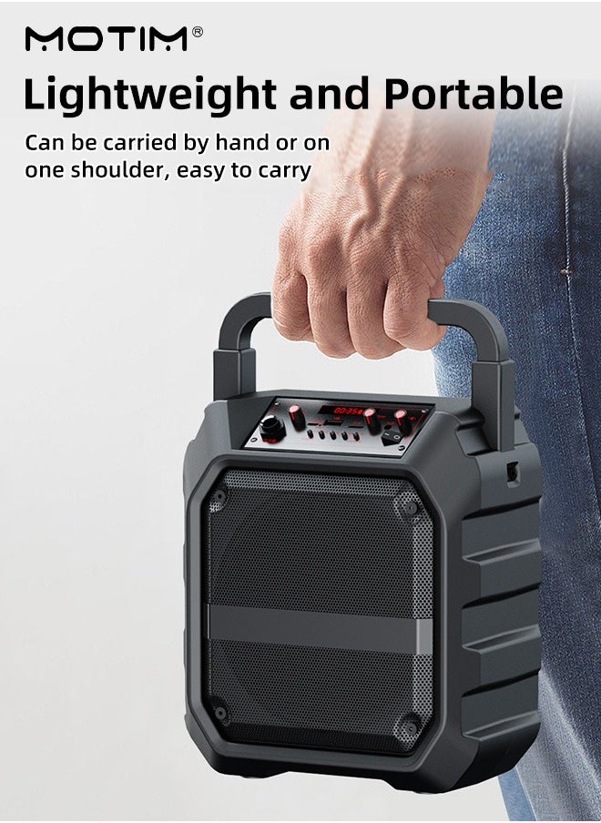 Multimedia Portable Speaker Karaoke Machine With 2 Microphones, TF/AUX/U Stick/Bluetooth/Wireless Mic Function, Type C Charging