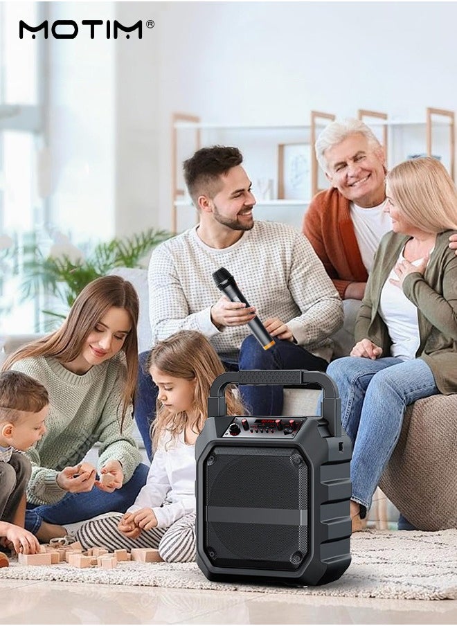 Multimedia Portable Speaker Karaoke Machine With 2 Microphones, TF/AUX/U Stick/Bluetooth/Wireless Mic Function, Type C Charging