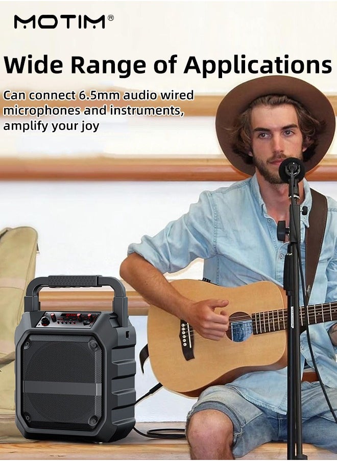 Multimedia Portable Speaker Karaoke Machine With 2 Microphones, TF/AUX/U Stick/Bluetooth/Wireless Mic Function, Type C Charging