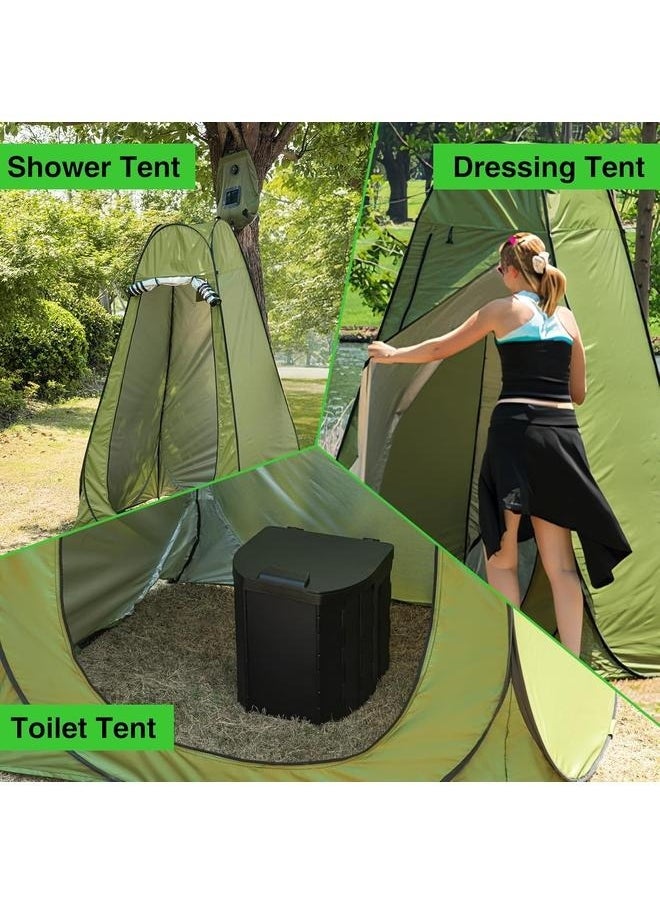 Quick Open Changing Tent 120x120x190cm-Portable Pop Up Privacy Shower Tent Spacious Changing Room for Camping Hiking Beach  Green