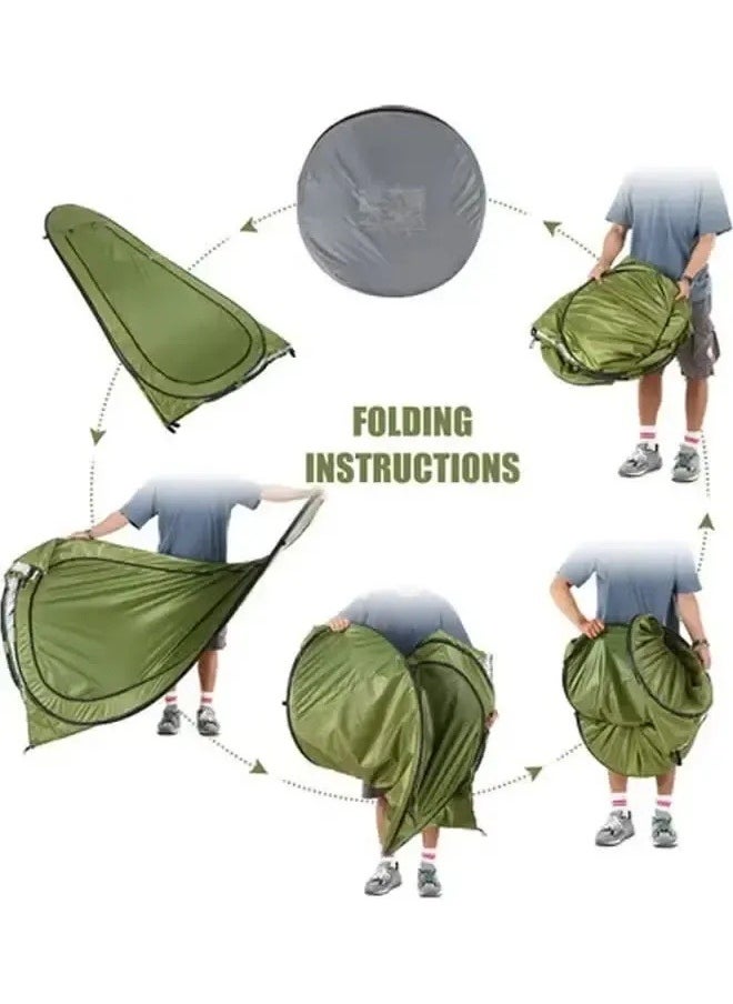 Quick Open Changing Tent 120x120x190cm-Portable Pop Up Privacy Shower Tent Spacious Changing Room for Camping Hiking Beach  Green