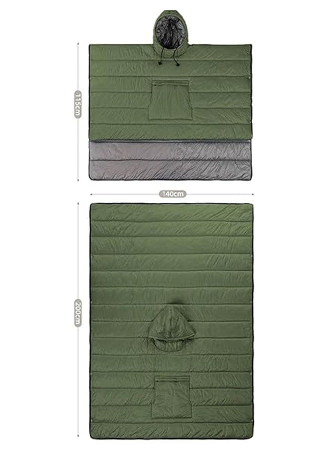 Wearable Hooded Poncho Sleeping Bag for Camping – Portable, Cozy & All-Season Sleeping Bag Gear