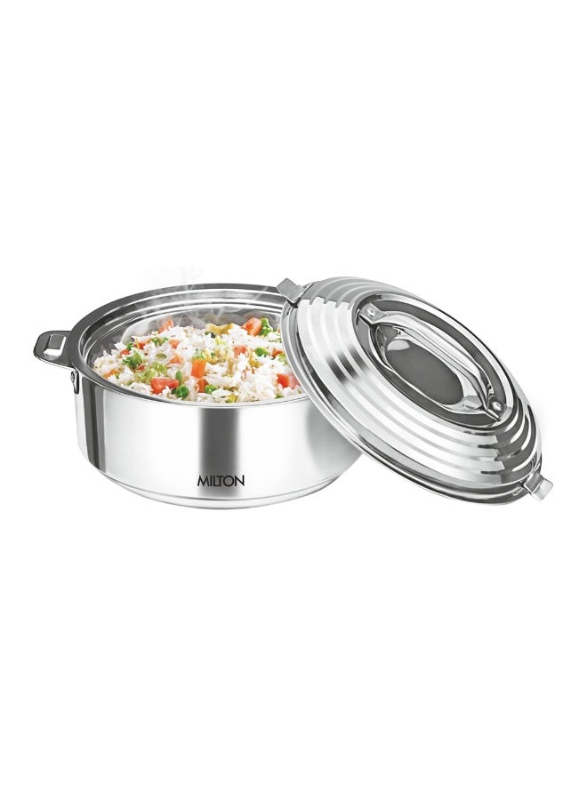 Galaxia 3500 Insulated Stainless Steel Casserole, 3300 ml | 111 oz| 3.5 qt. Thermal Serving Bowl, Keeps Food Hot & Cold for Long Hours, Elegant Hot Pot Food Warmer Cooler, Silver Silver