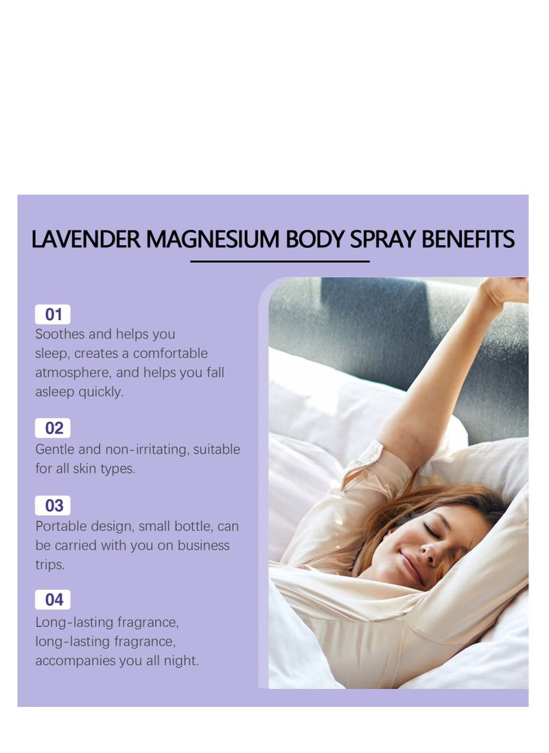 Lavender Magnesium Body Spray,Calms,Soothes,And Helps You Sleep Peacefully,Relieve Muscle Tension, Effectively Relieve Stress And Relax The Body And Mind, Support Sleep 30ml
