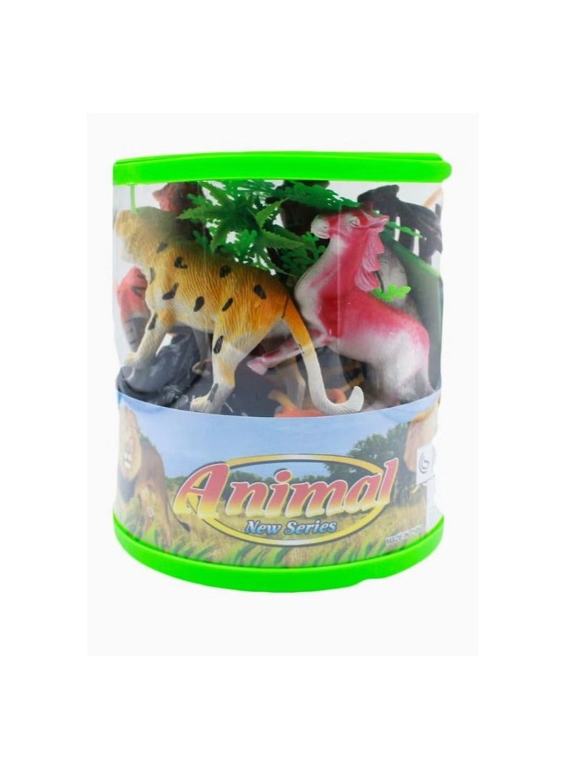 Non-toxic and multicolored jungle animal action figure set for 3 years and up