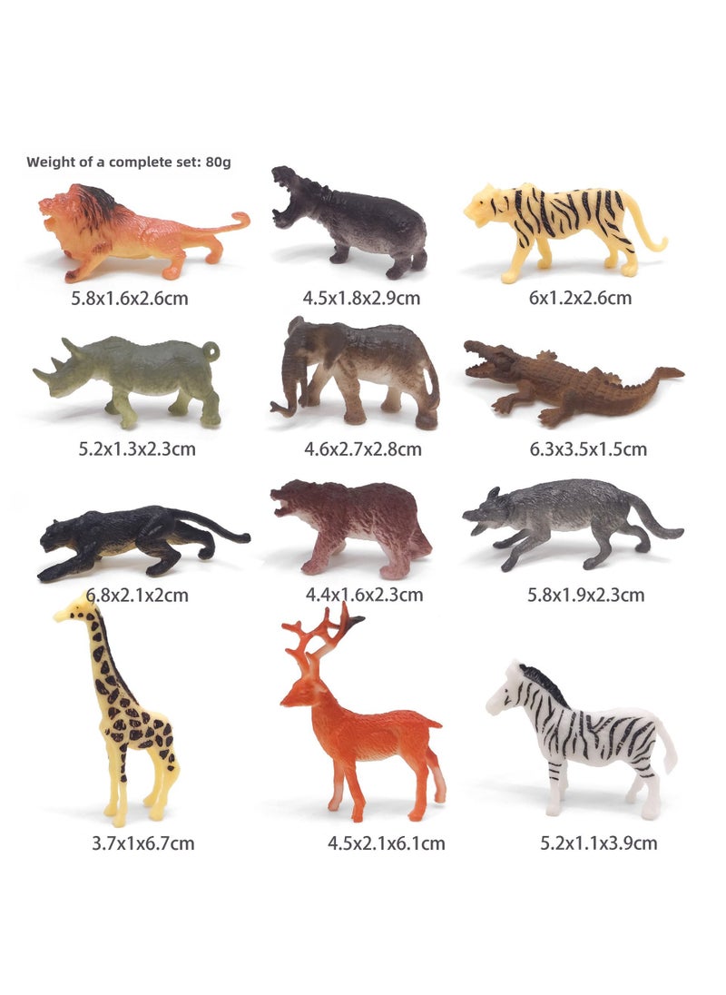 [Bag] small dinosaur farm animal insect model Mini children toy model PVC cross-border hot sale 12 wild animals [bag]] 12 wild animals [bag]]