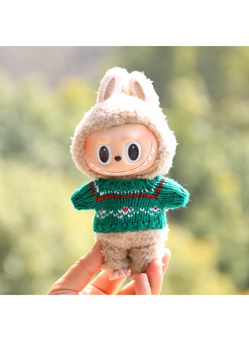 15cm Plush Keychain Knit Doll Clothes Green sweater (baby clothes only, excluding dolls)