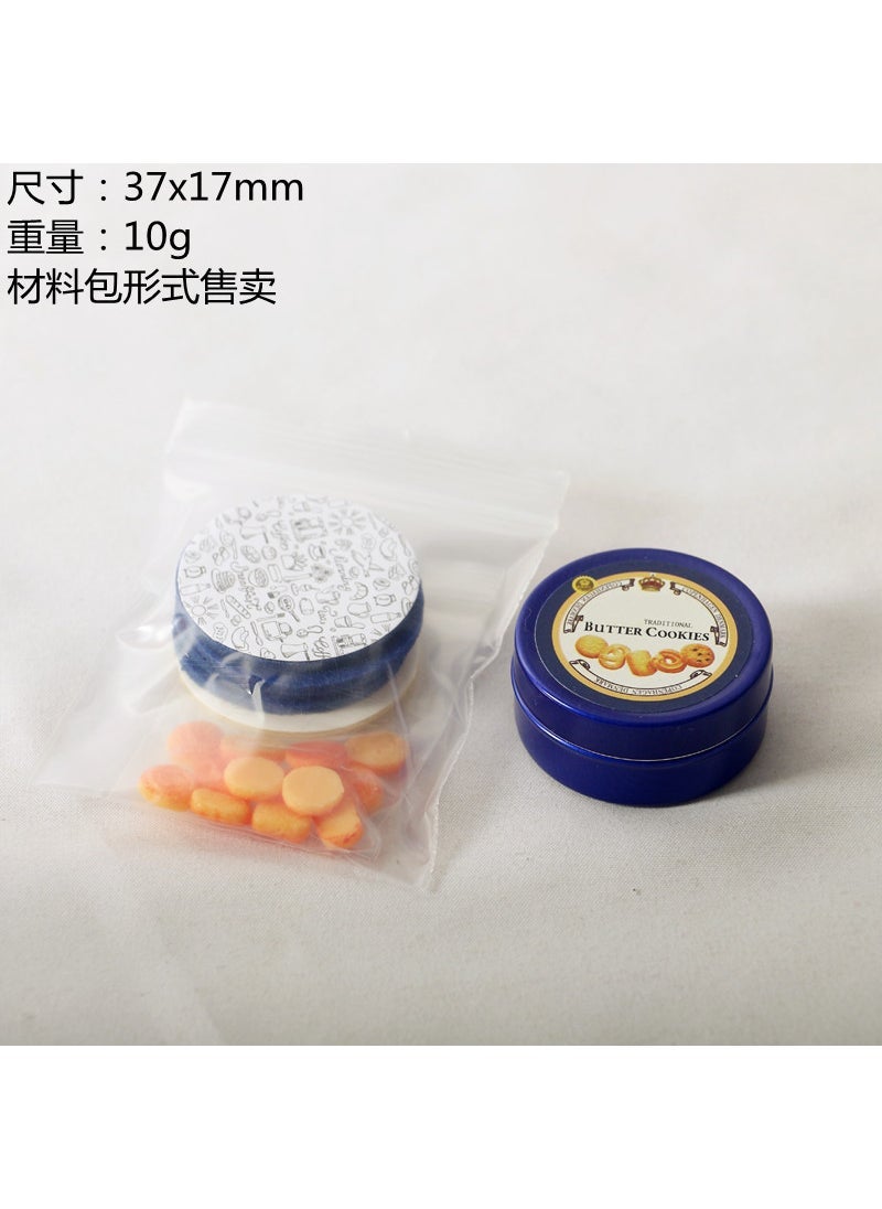 Miniature Dollhouse Danish Cookie Tin Toy Blue Can Cookies Set