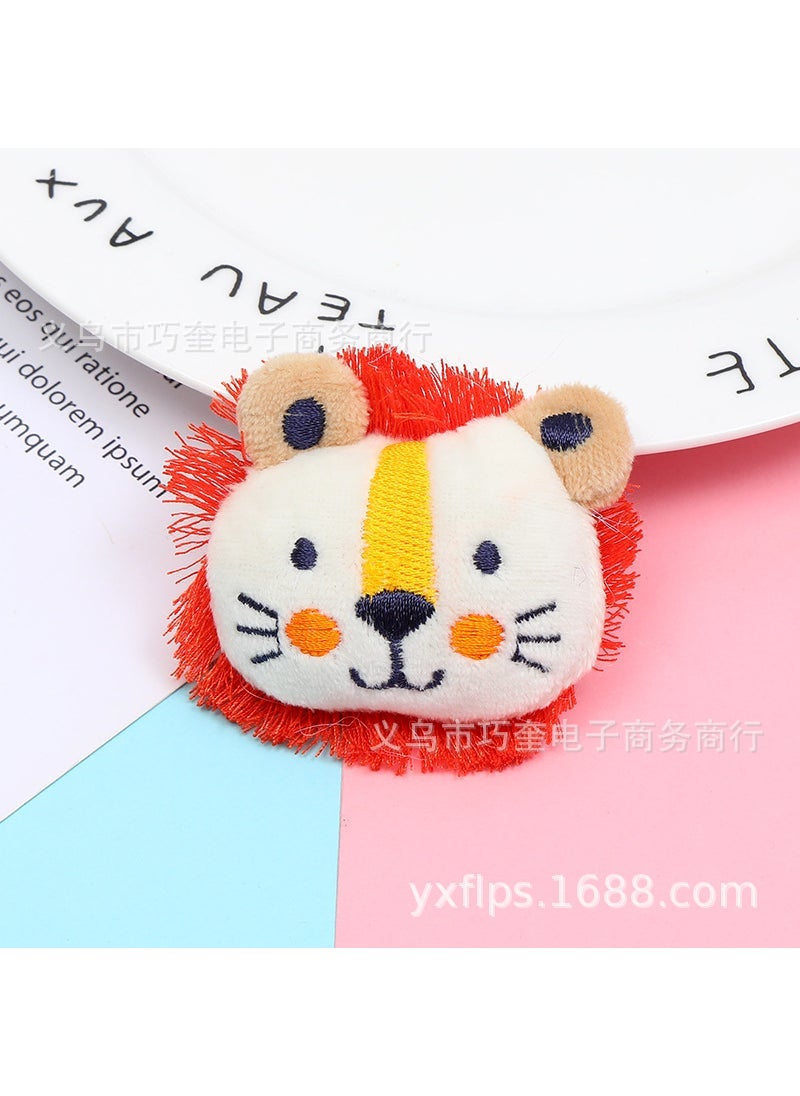 Cute Cartoon Plush Lamb Cat Lion Doll Pins Orange tassel Lion