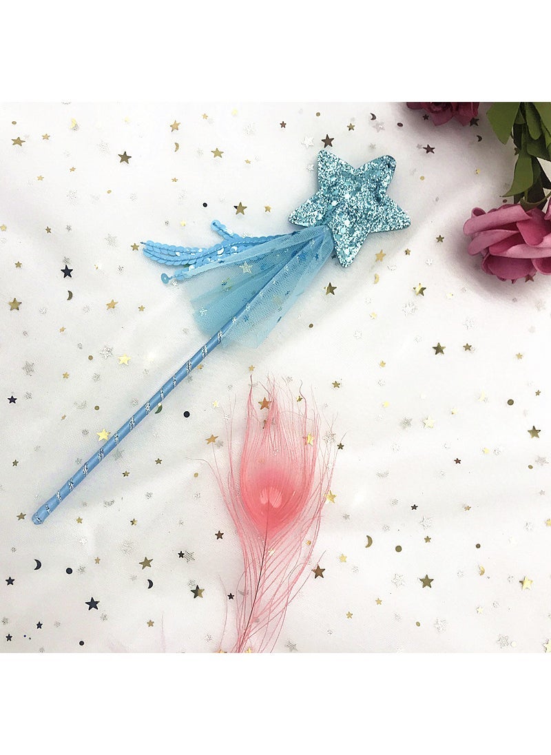 1 x 5 pcs Handmade Fairy Wand Cat Teaser Star Prop Blue