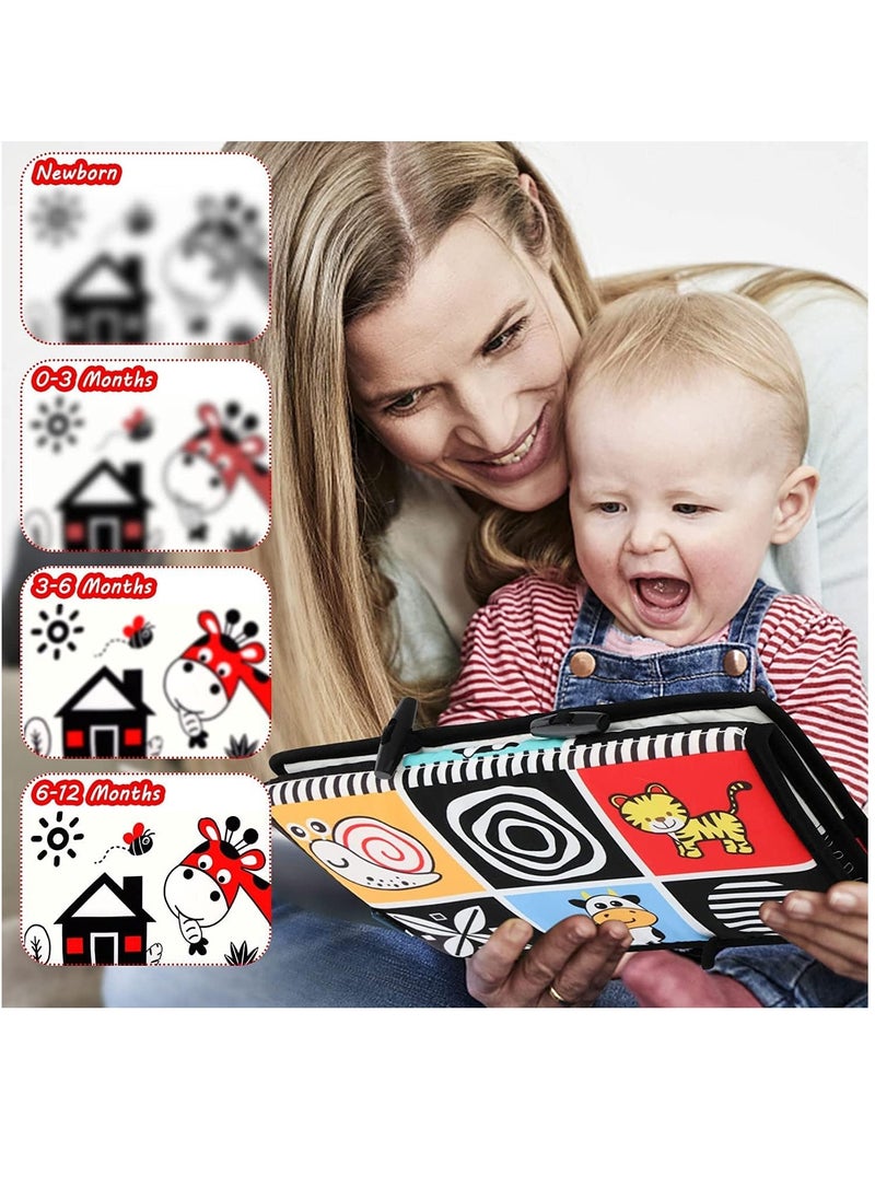 Baby Floor Mirror Tummy Time Toys Foldable Activity Center Black and White High Contrast Toys for Infants 0-12 Months