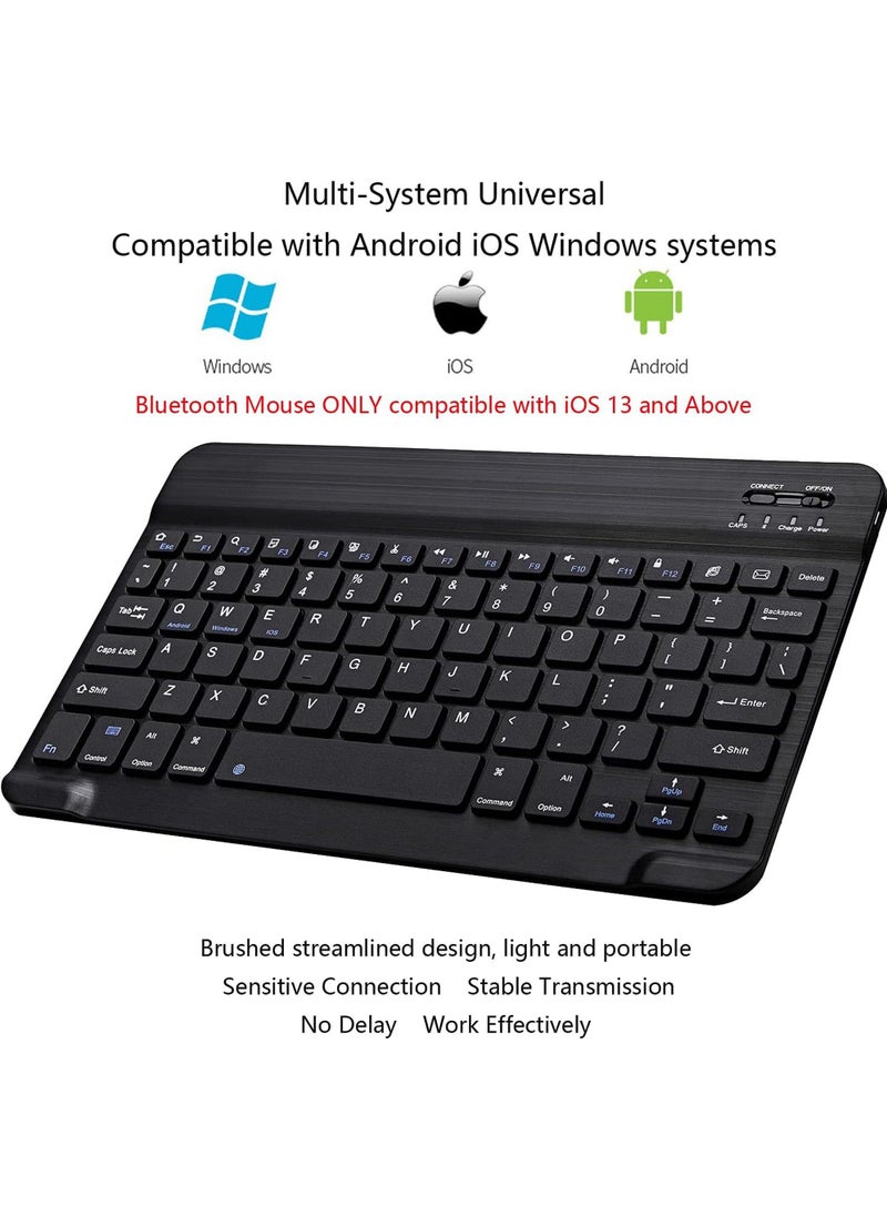 Ultra-Slim Bluetooth Keyboard and Mouse Combo Rechargeable Portable Wireless Keyboard Mouse Set for Apple iPad iPhone iOS 13 and Above Samsung Tablet Phone Smartphone Android Windows