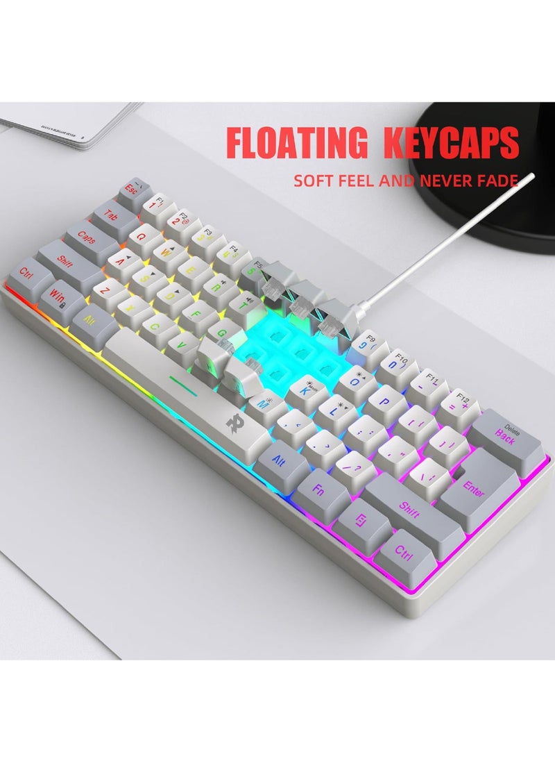 Arabic English 60% Wired Gaming Keyboard RGB Backlit Mini Keyboard Waterproof Small Ultra-Compact 61 Keys Keyboard for PC/Mac Gamer Typist Travel Easy to Carry on Business Trip
