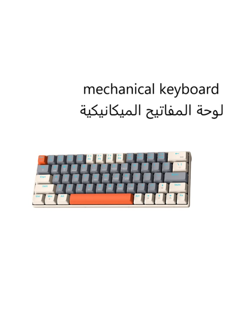 63 Keys Mechanical Gaming Keyboard ,75% Mini Wired Waterproof Backlit Silent Color RGB Light Effect ,Suitable for PC/Ps4/Xbox Gamers