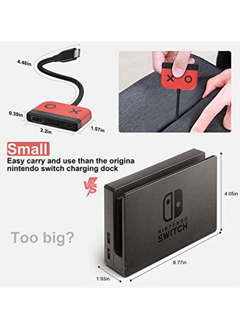 Switch Dock for OLED Nintendo Switch,Portable TV Dock with HDMI USB 3.0 Port and USB C Charging,Travel Dock for Nintendo Switch Steam Deck Samsung MacBook Pro/Air and more