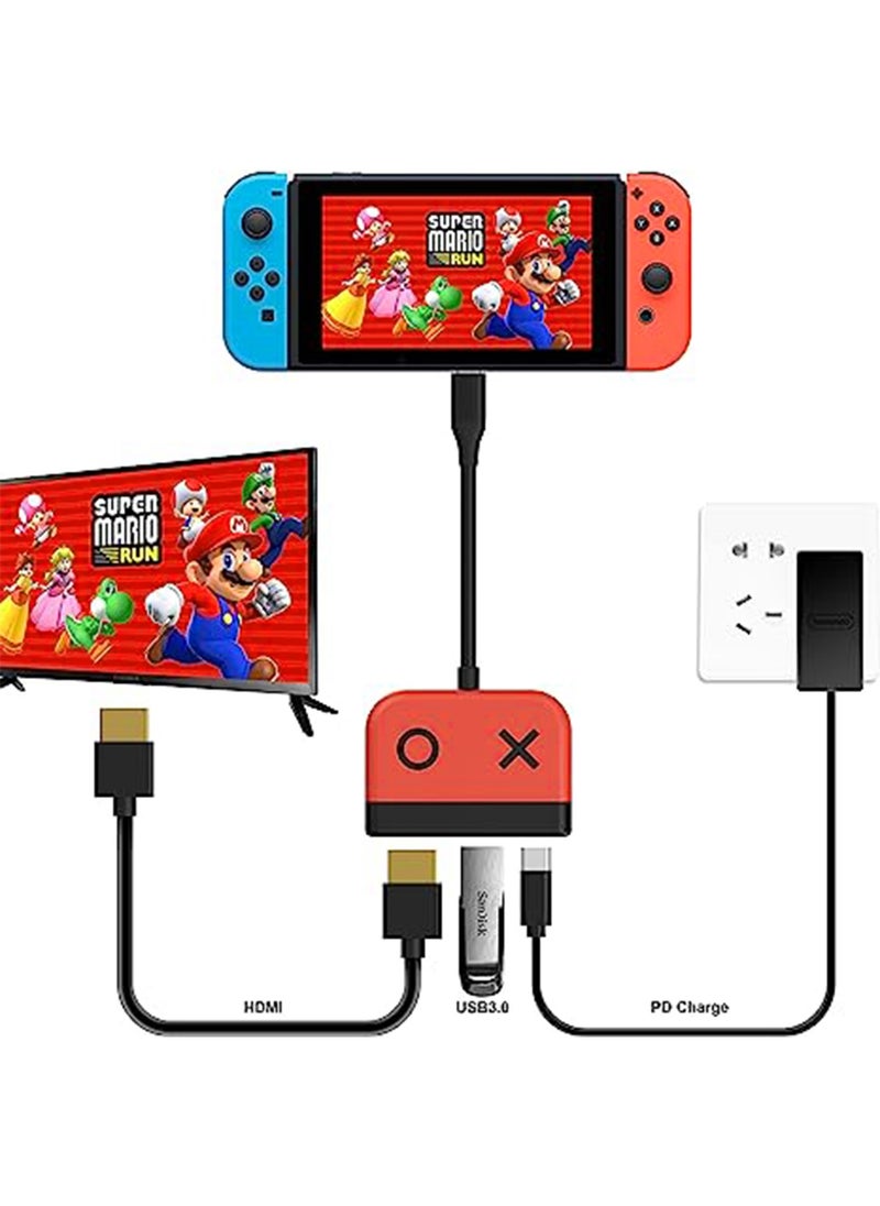 Switch Dock for OLED Nintendo Switch,Portable TV Dock with HDMI USB 3.0 Port and USB C Charging,Travel Dock for Nintendo Switch Steam Deck Samsung MacBook Pro/Air and more
