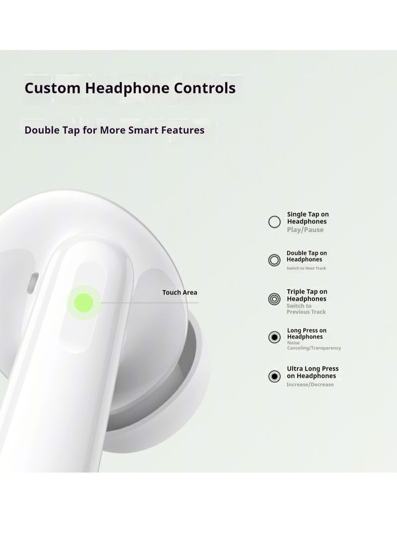 Enco Air4 True Wireless Earbuds - Bluetooth 5.4, 12.4mm Dynamic Driver, Active Noise Cancellation, 43H Battery Life, IP55 Waterproof, Dual Microphone Noise Reduction, Touch Control, Quick Pairing, Dual Device Connection Green