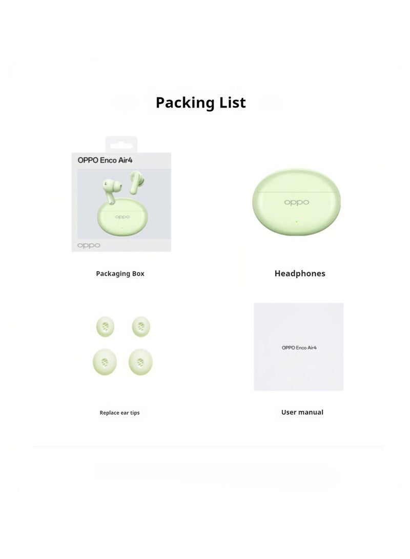Enco Air4 True Wireless Earbuds - Bluetooth 5.4, 12.4mm Dynamic Driver, Active Noise Cancellation, 43H Battery Life, IP55 Waterproof, Dual Microphone Noise Reduction, Touch Control, Quick Pairing, Dual Device Connection Green