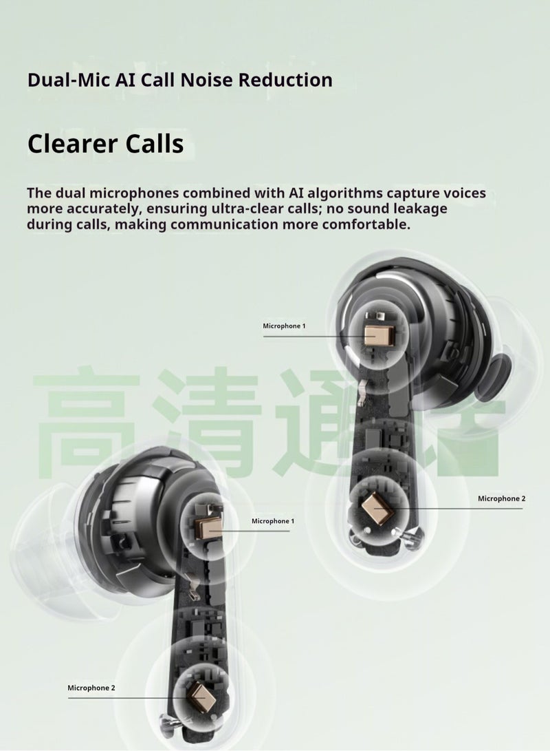 Enco Air4 True Wireless Earbuds - Bluetooth 5.4, 12.4mm Dynamic Driver, Active Noise Cancellation, 43H Battery Life, IP55 Waterproof, Dual Microphone Noise Reduction, Touch Control, Quick Pairing, Dual Device Connection Green