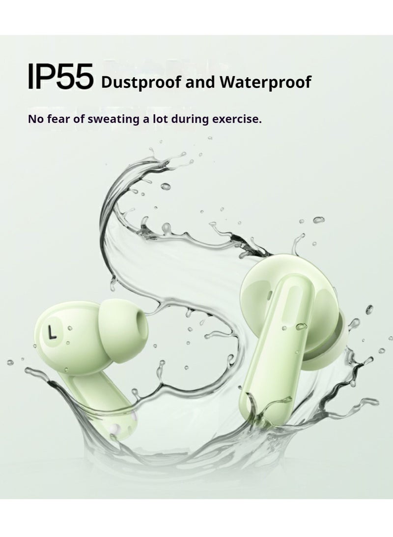 Enco Air4 True Wireless Earbuds - Bluetooth 5.4, 12.4mm Dynamic Driver, Active Noise Cancellation, 43H Battery Life, IP55 Waterproof, Dual Microphone Noise Reduction, Touch Control, Quick Pairing, Dual Device Connection Green