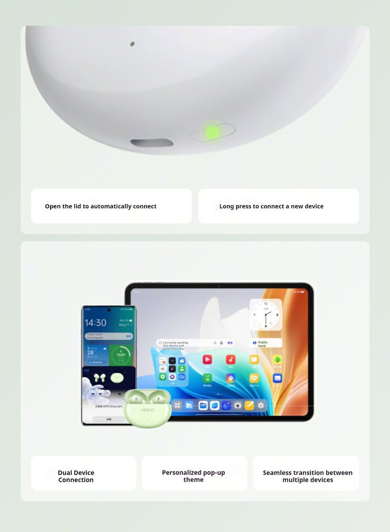 Enco Air4 True Wireless Earbuds - Bluetooth 5.4, 12.4mm Dynamic Driver, Active Noise Cancellation, 43H Battery Life, IP55 Waterproof, Dual Microphone Noise Reduction, Touch Control, Quick Pairing, Dual Device Connection Green